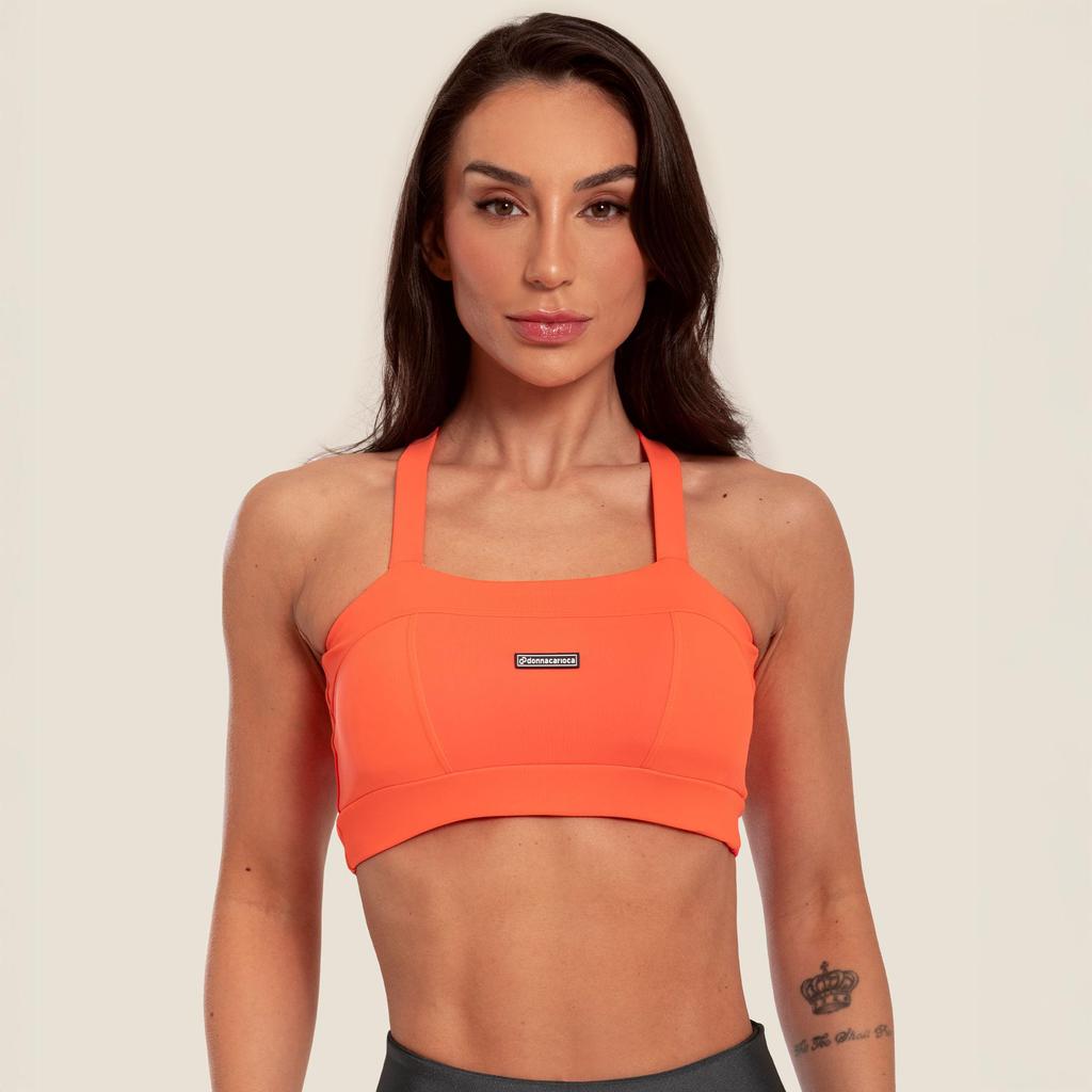 Top Faixa Com Recortes Laranja Energia Com Bojo em Oferta na Shopee