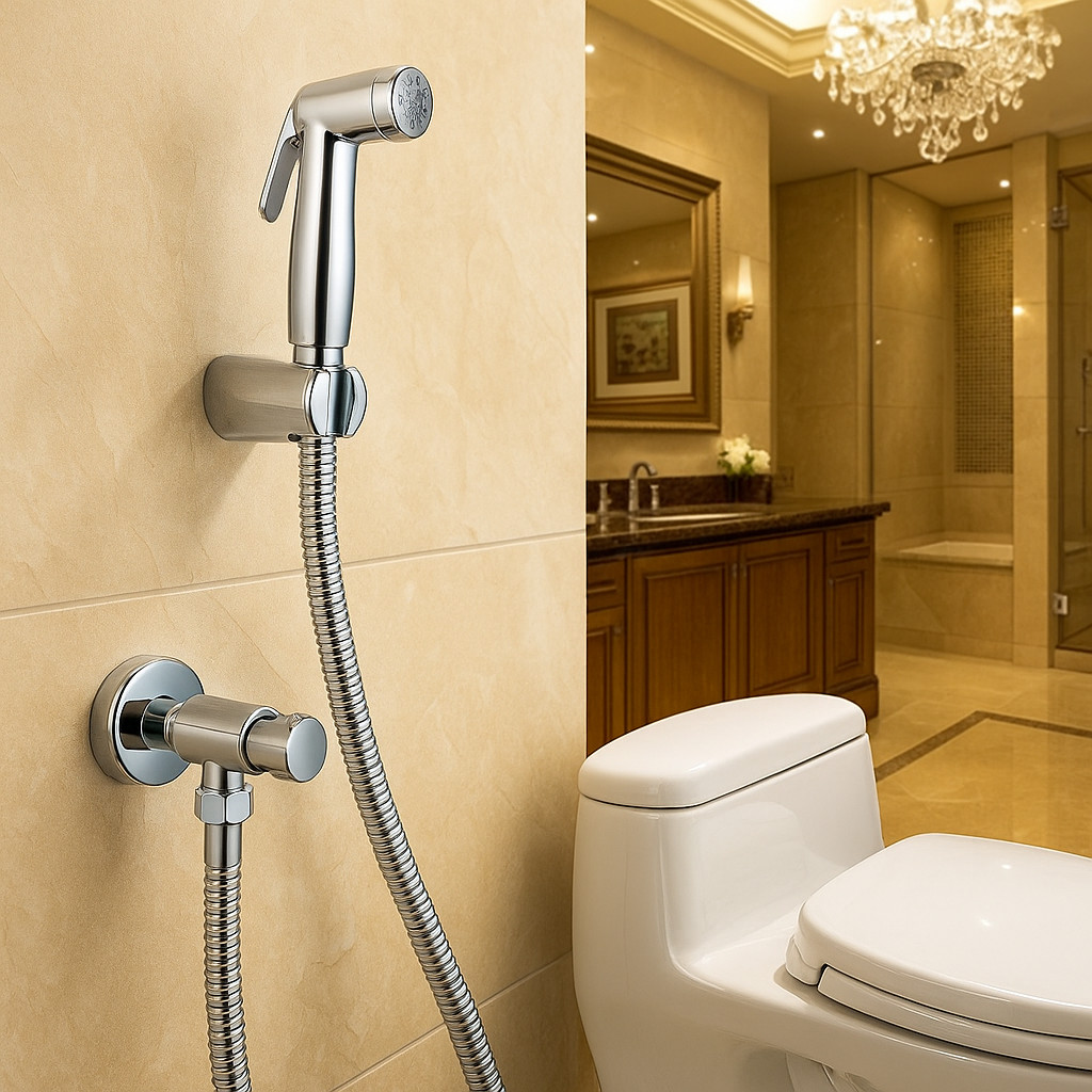 Ducha Higiênica Banheiro Completo Luxo Metal Inox Núcleo Válvula Cobre 1,2m Chuveirinho Privada