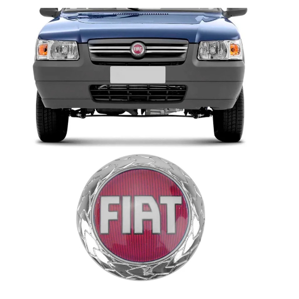 EMBLEMA DA GRADE FIAT UNO FIRE 2004 A 2007 VERMELHO
