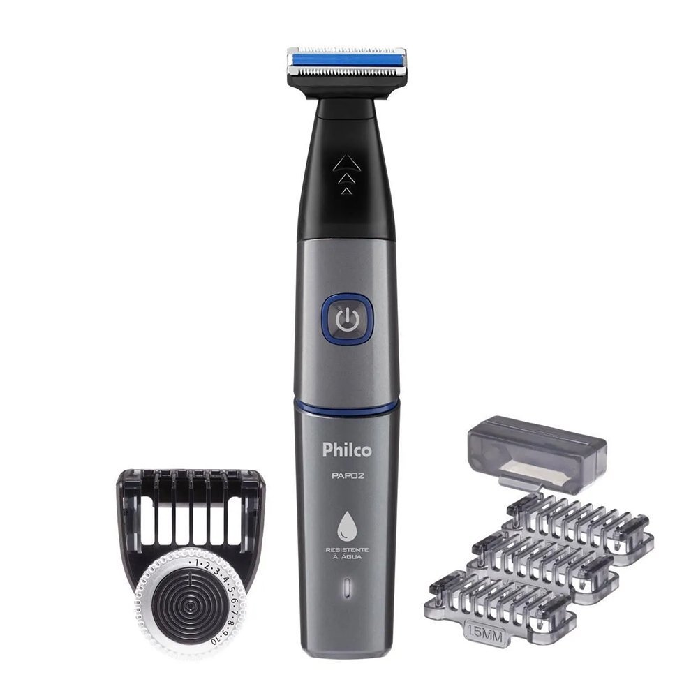 Aparador de Pelos Philco PAP02 - USB Cinza/Azul, 5W, Bivolt em Oferta na Shopee