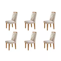 Conjunto Com 6 Cadeiras Para Sala De Jantar Melissa Rufato Imbuia/veludo Creme