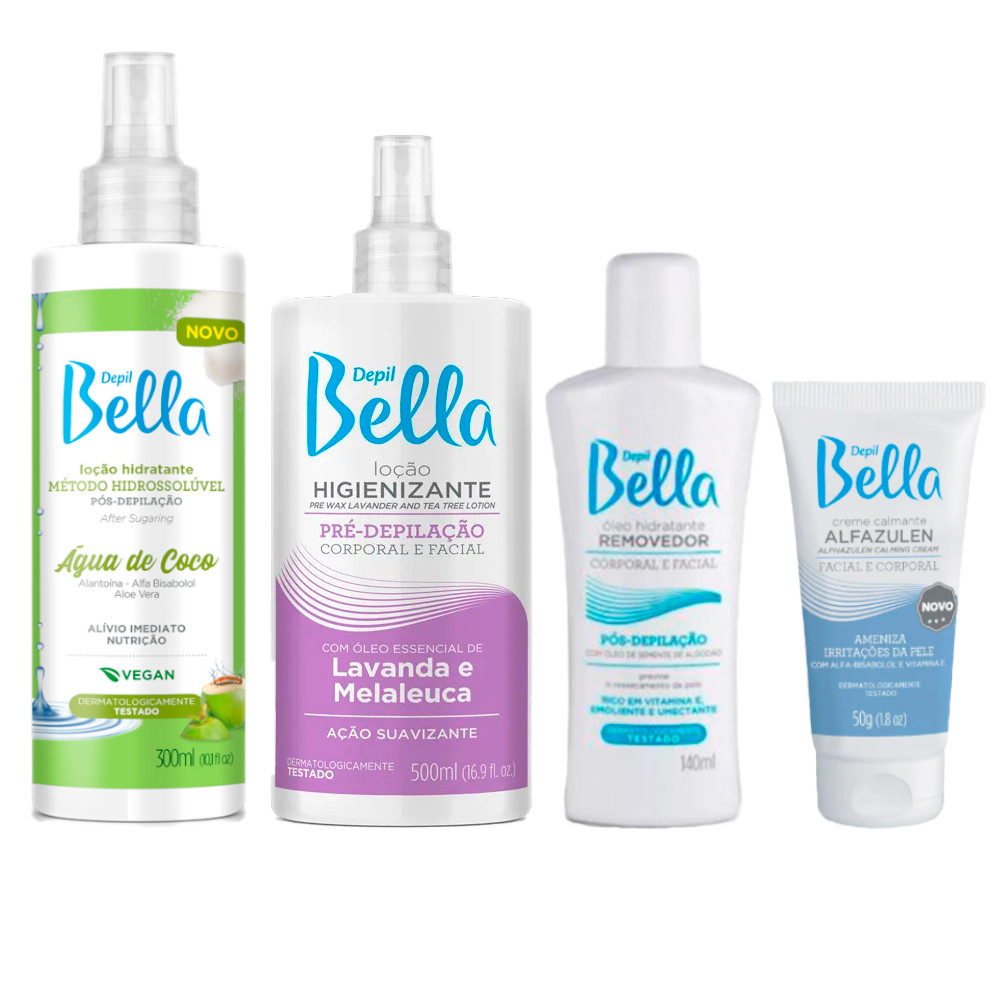 Kit Pre e Pós Epilação Depil Bella com 4 Produtos