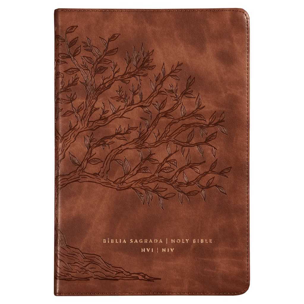 Livro Bíblia Bilíngue NVI/NIV, Português/Inglês, Couro-soft, Caramelo, Leitura Perfeita - Novo DFP