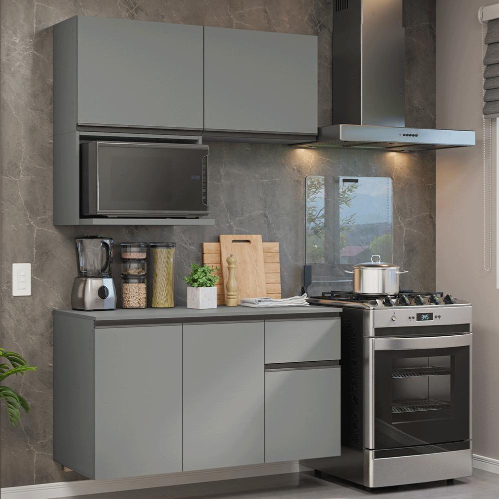 Armário De Cozinha Compacta 120 Cm Suspensa Cinza Nice Madesa 06 em Oferta na Shopee