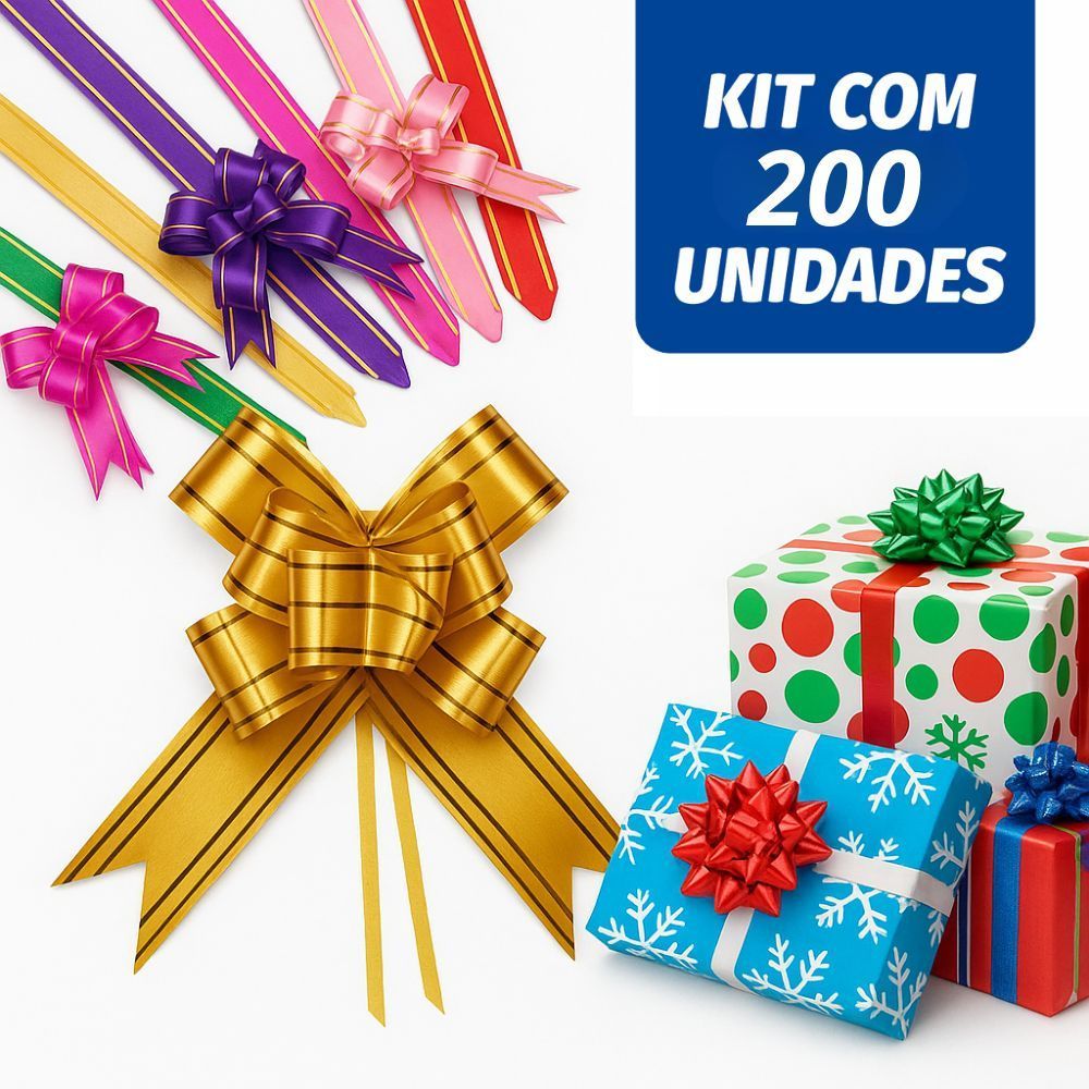 200 Laços Fácil M com Fio Dourado 18mm x 34cm para Presentes e Decorações em Oferta na Shopee