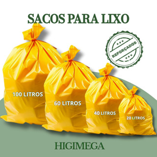 Sacos De Lixo 100L 60L 40L e 20 Litros Amarelo  Resistente Pronta Entrega em Oferta na Shopee