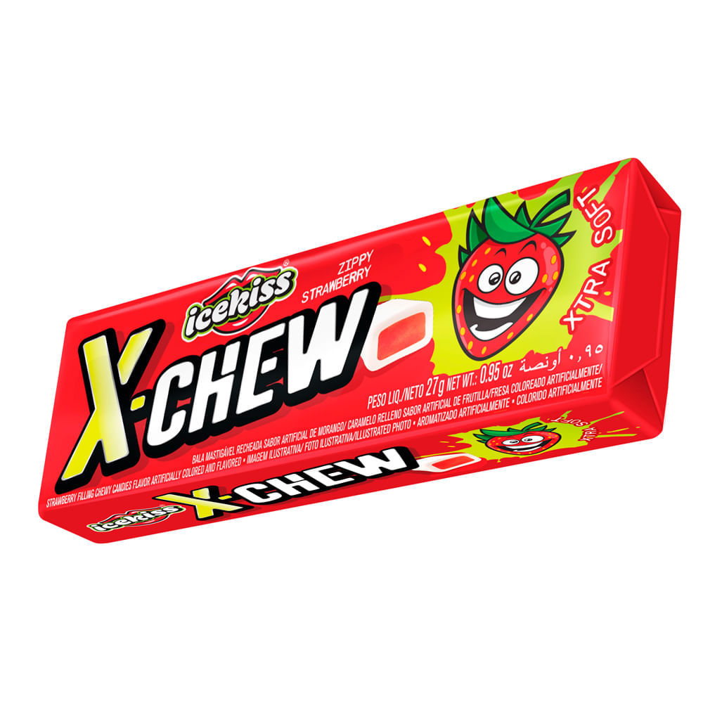 Bala Mastigável IceKiss X-Chew Xtra Soft Zippy Strawberry 27g