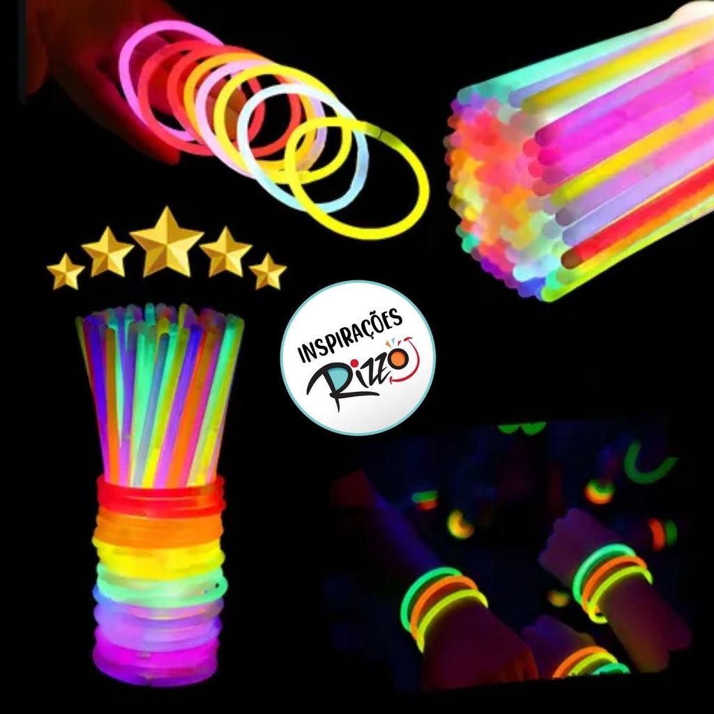 Pulseiras Neon em Tubo - Cores Sortidas - 100 unidades - Rizzo — imagem 2 de 2