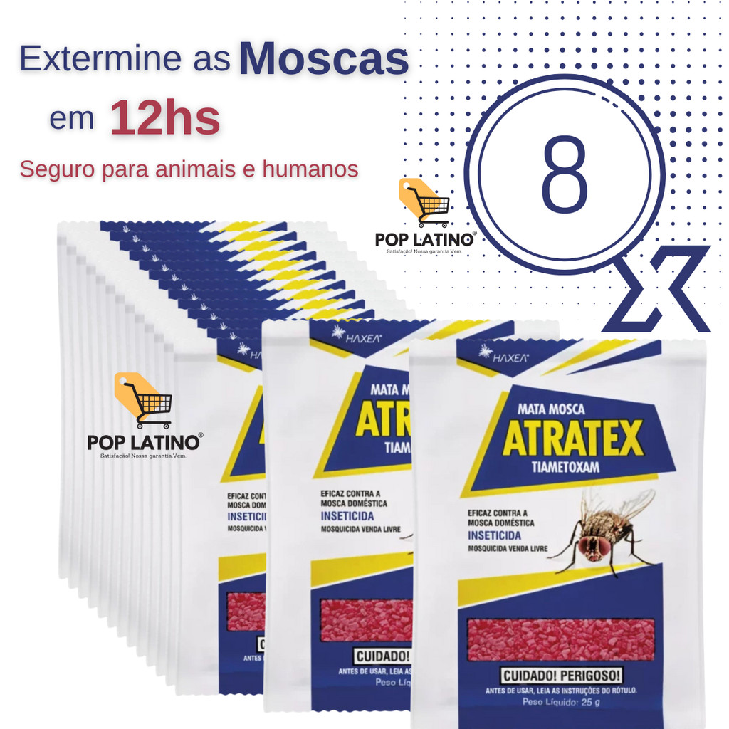 8x Mosquicida Atratex G Atrativo Mata Mosca Raio 25g - Evite Doenças Moscas Nunca Mais 🛡
