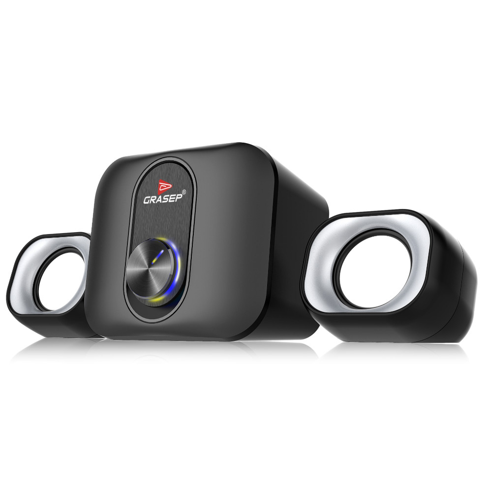 Mini Caixa de Som 2.1 Subwoofer RGB 11W RMS P2 3,5mm Plug Play Grasep D-GP304 em Oferta na Shopee
