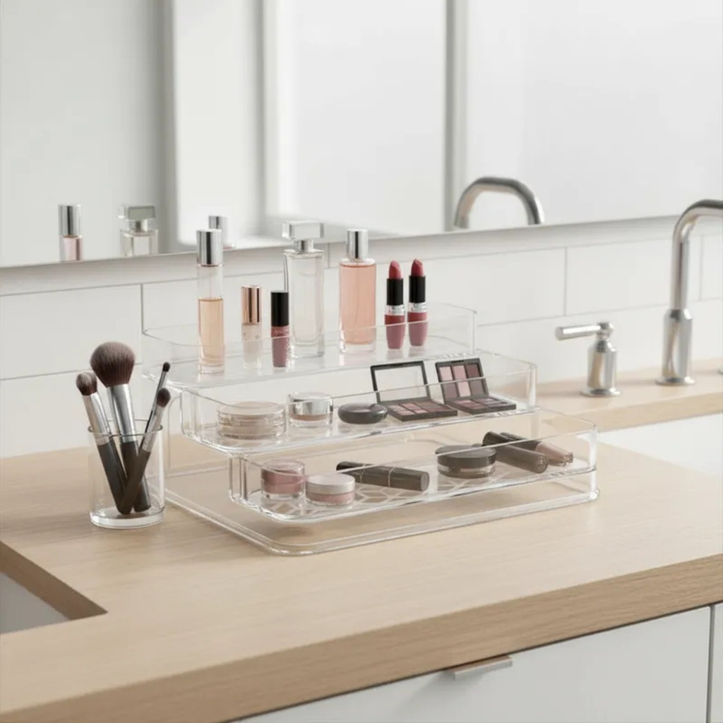 Organizador de Maquiagem Perfumes Acessórios Acrílico Cosméticos Multiuso - Transparente