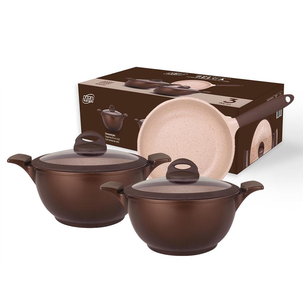 Jogo de Panelas MTA Belga Alumínio Injetado Antiaderente Ind em Oferta na Shopee