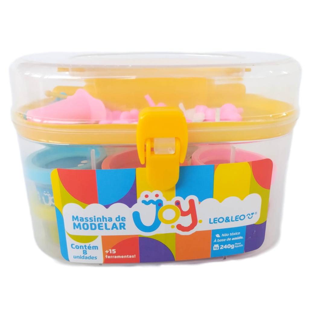 73532 - Kit Massa De Modelar Joy Maleta - 8 Cores Mais 15 Moldes Leoeleo