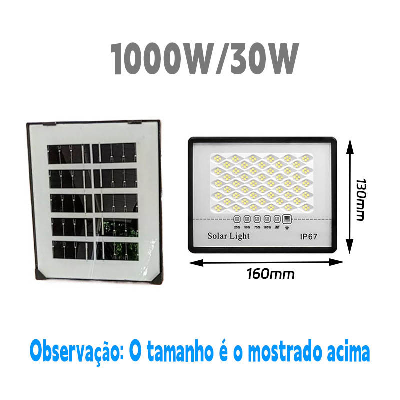 Holofote Solar 1000W Refletor LED Com IP67 Placa Bateria à Prova Dágua/controle Remoto Para Jardim Exteriores Fachada em Oferta na Shopee
