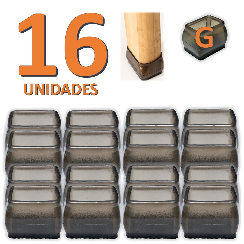 Kit 16 Peças Protetor De Silicone Para Pé Da Mesa E Cadeira PRETO RETANGULAR Tam: G MOD200083 em Oferta na Shopee
