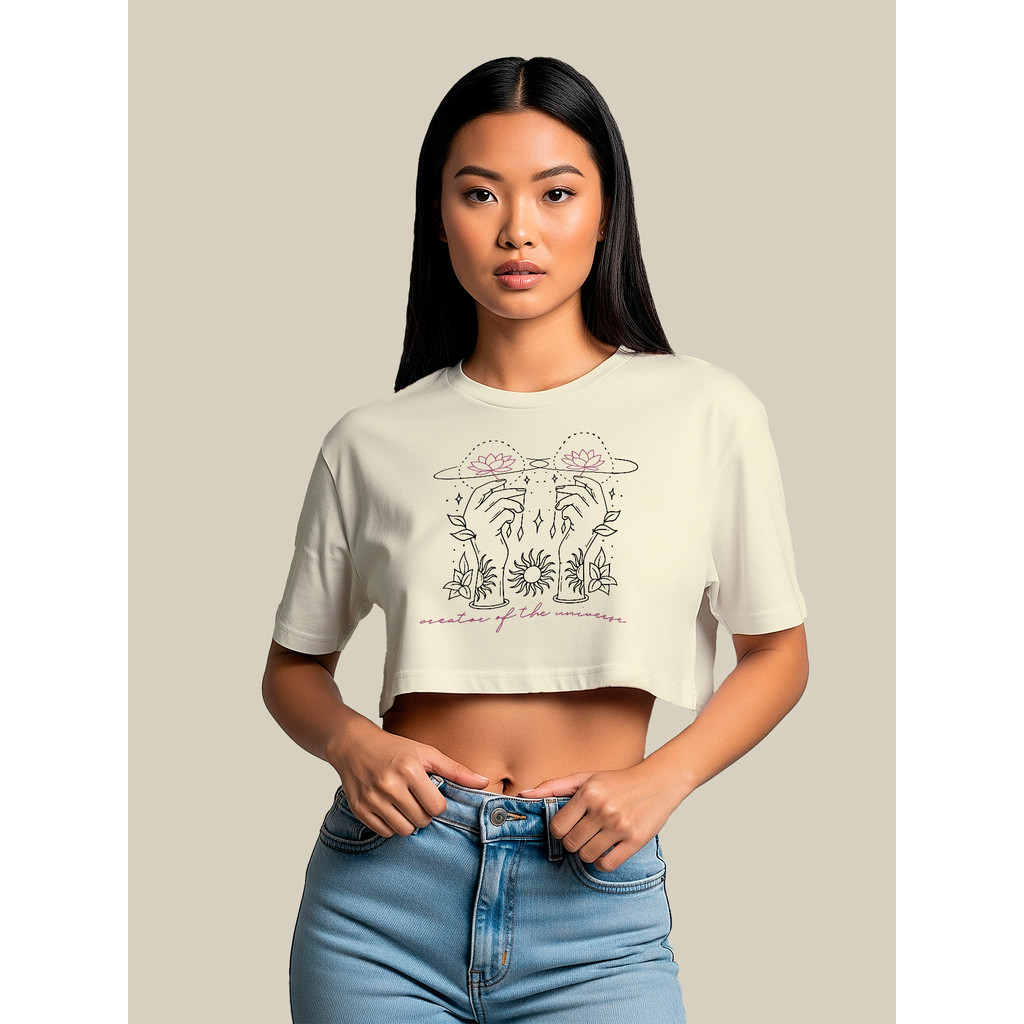 Cropped Oversized Feminino Plus Size Ombro Caído 100% Algodão Estiloso Tendência Estiloso Academia Natal Presente Todes