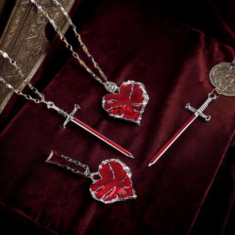 XBBR Elegante E Bonito Simular Espada Coração Colar Conjunto Masculino Feminino Camisola Corrente Clavícula Casal Presen em Oferta na Shopee