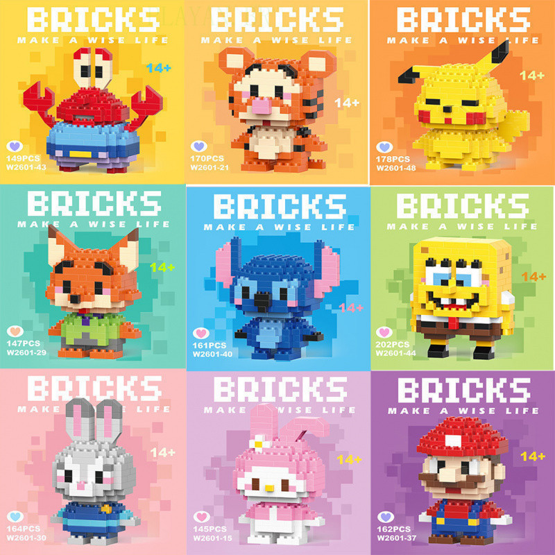Modelo de Personagem Blocos de Construção de Desenho Animado Brinquedos de Partículas Série de Montagem Adequada para o 