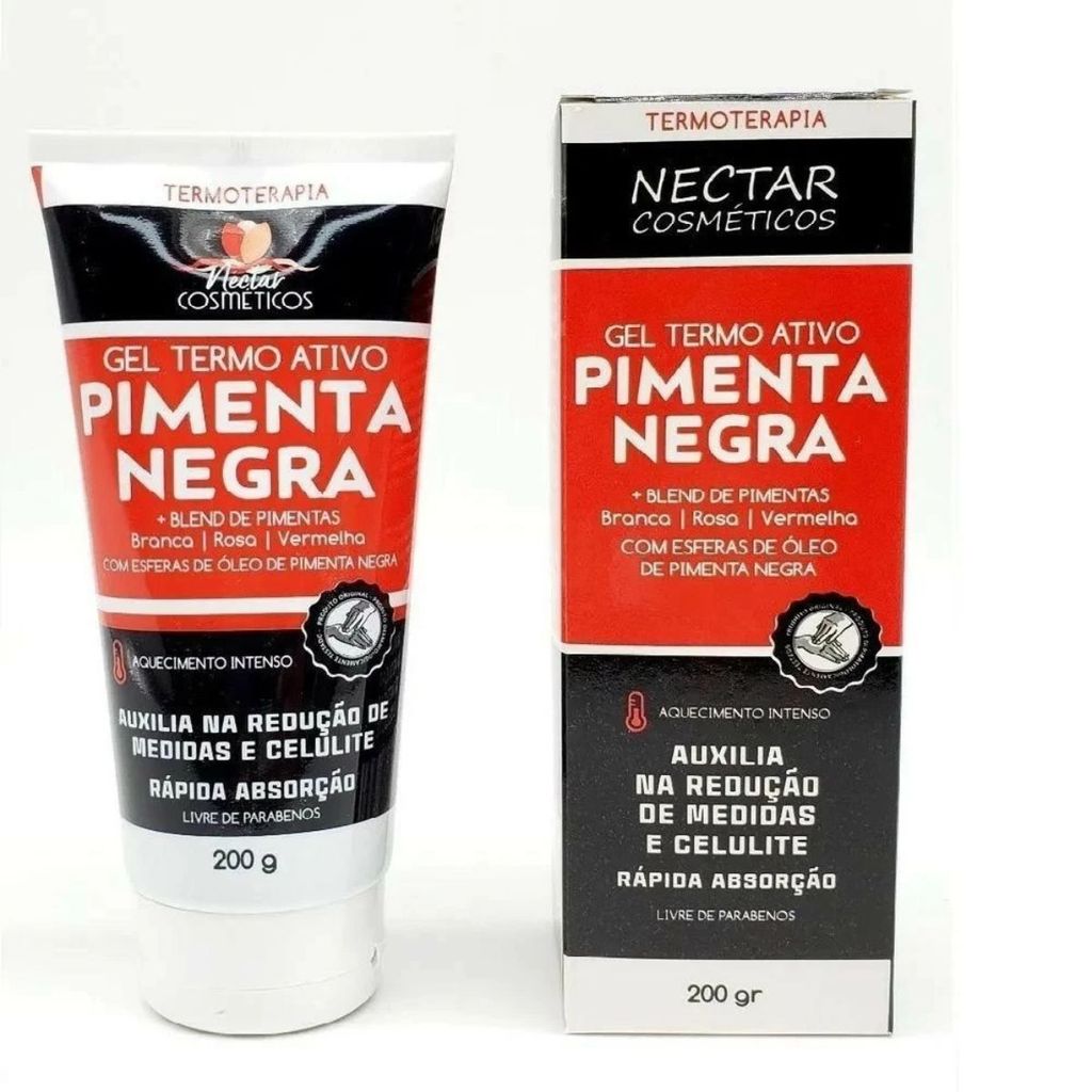 Gel Termo Ativo Pimenta Negra Néctar Cosméticos 200g Queima Gorduras