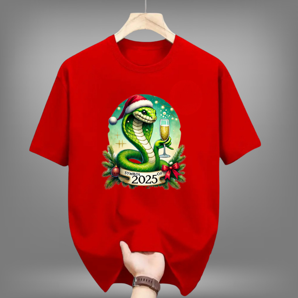 Camiseta Camisa Camiseta Camisa Básica Estampada Cobra Natalina 100% Algodão Unissex Lançamento Envio Imediato Algodão E