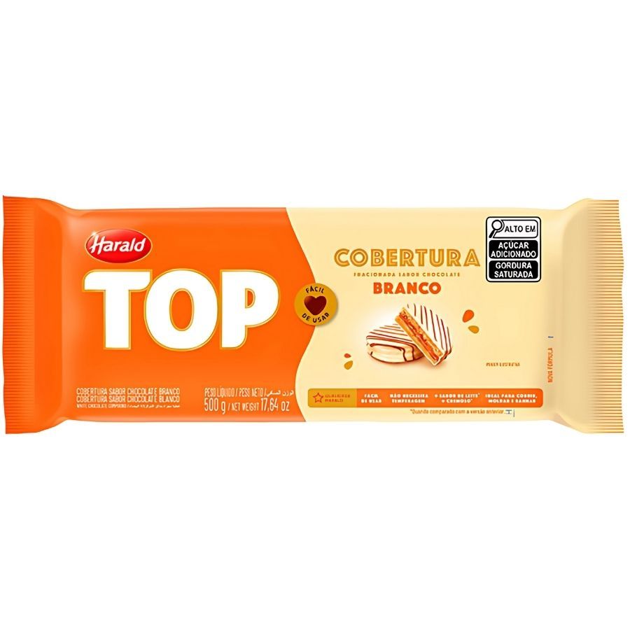 Detalhes do Cobertura em Barra Fracionada Chocolate Branco - Top - 500g - 1 unidades - Harald - Rizzo
