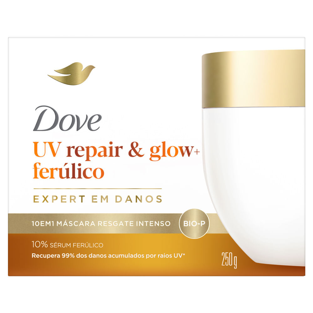 Máscara Dove UV Repair e Glow Ferúlico 10 em 1 Resgate Intenso Expert em Danos 250g