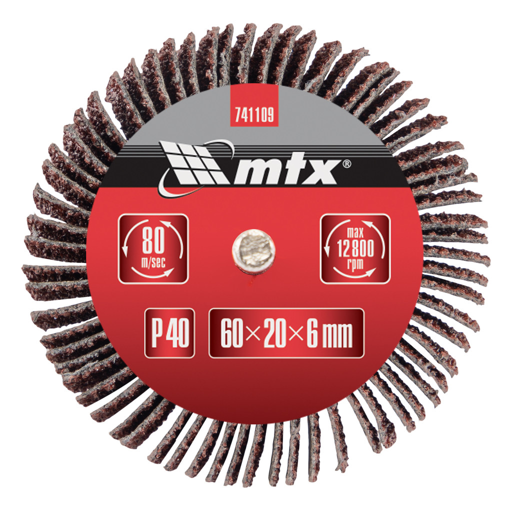 RODA DE LIXA COM HASTE PARA FURADEIRA, GRAO 40, 60 X 20 X 6MM, 1PC // MTX · foto 2