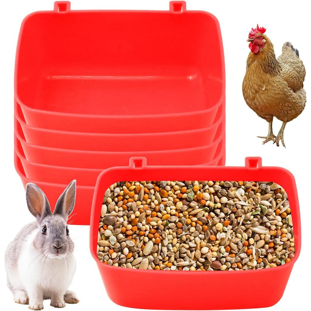 Pacote com 6 Peças de Comedouro e Bebedouro para Alimentos 5,62 * 3,54 * 2,36" Bandeja Suspensa para Alimentação de Coel