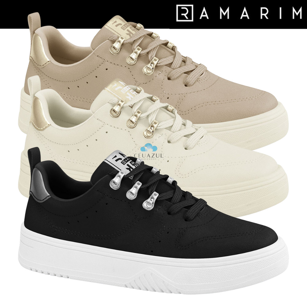 Tênis Ramarim Feminino Casual Plataforma Ilhós Metalizado Conforto