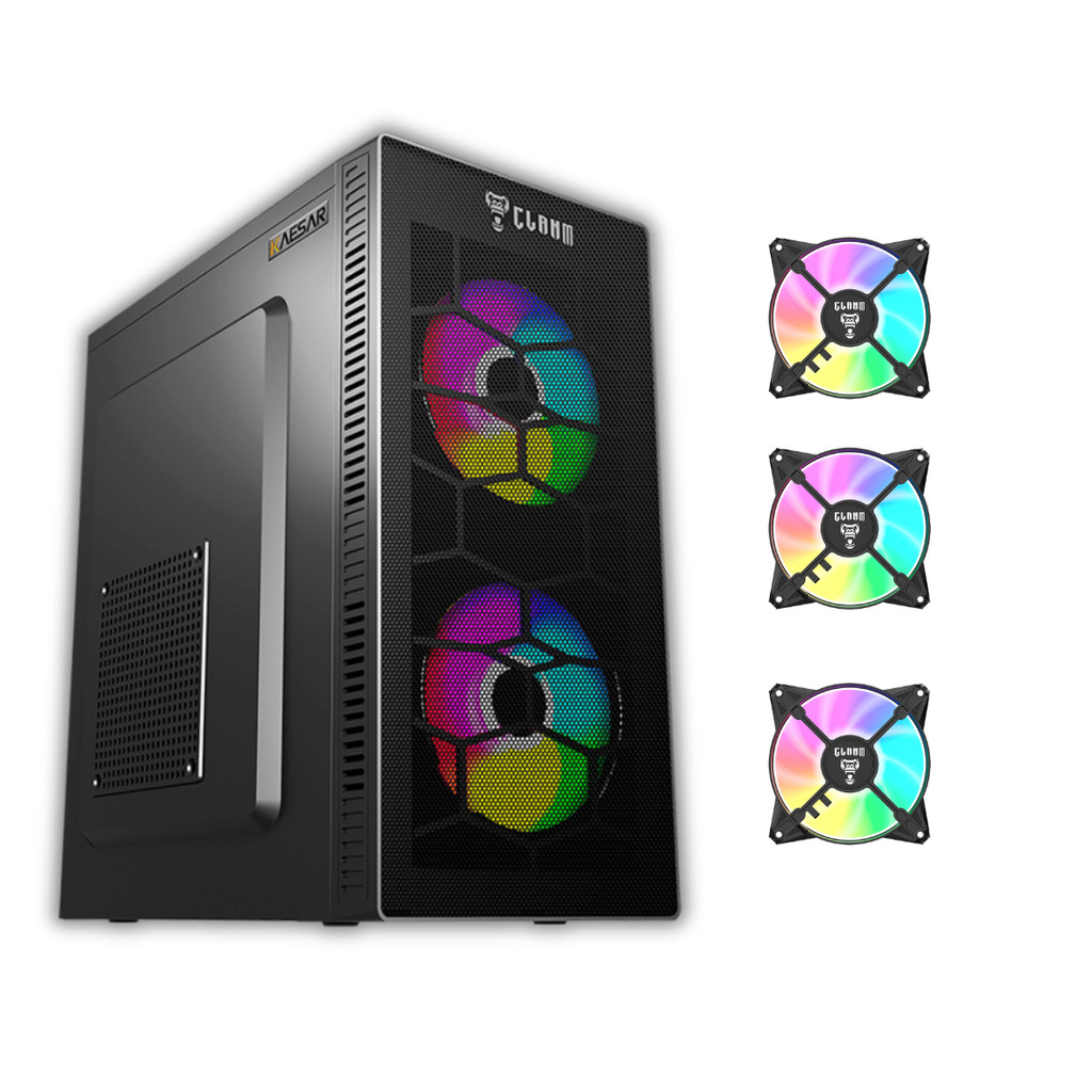 Gabinete Gamer Kaesar Mesh Tela Frontal Mid Tower Clanm Com 3 Fans ARGB