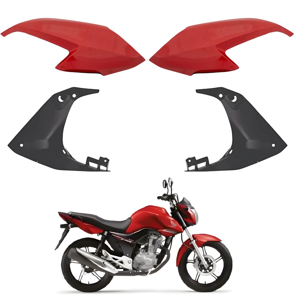 KIT ABA ASA TANQUE ALETA + ABA INTERNO HONDA CG FAN 160 2016-2021 VERMELHO GUARAU PARAMOTOS HONDA