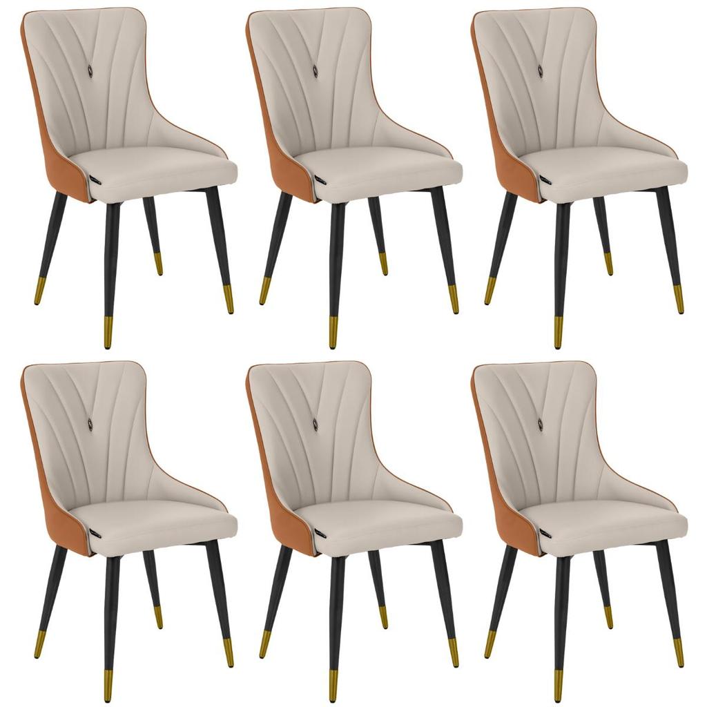 Kit 6 Cadeiras de Jantar Estofada Verona Design Italiano Encosto Anatômico Base Metálica Reforçada em Oferta na Shopee