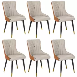 Kit 6 Cadeiras de Jantar Estofada Verona Design Italiano Encosto Anatômico Base Metálica Reforçada