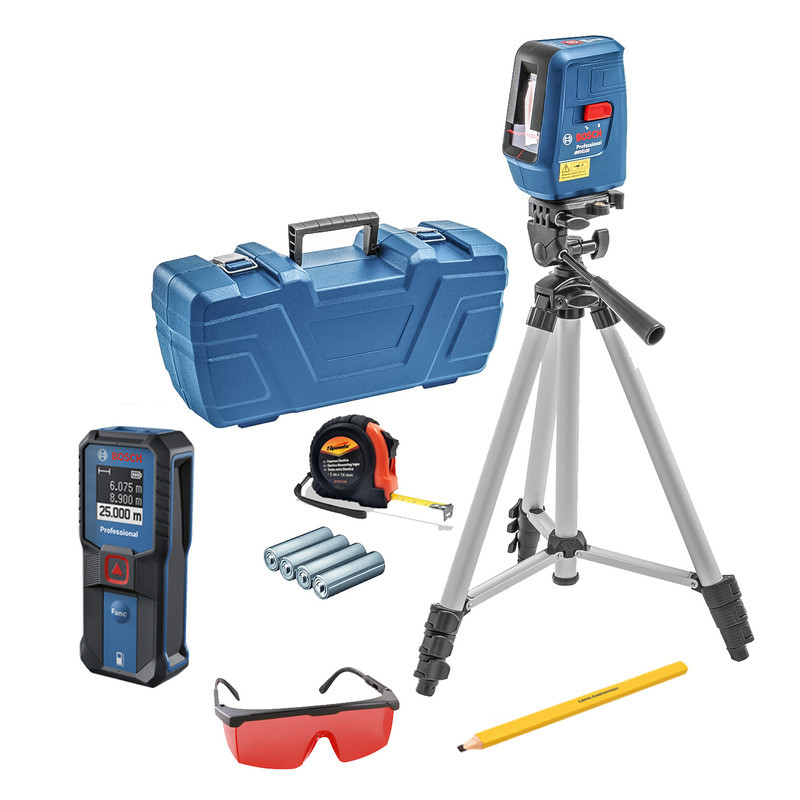 Nivel a Laser Nivelox Gll 3x Bosch + Trena GLM 25-23 com tripé + óculos vermelho e trena manual