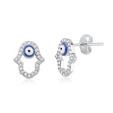 Brinco Feminino Mão De Fatima Olho Grego Prata 925 em Oferta na Shopee