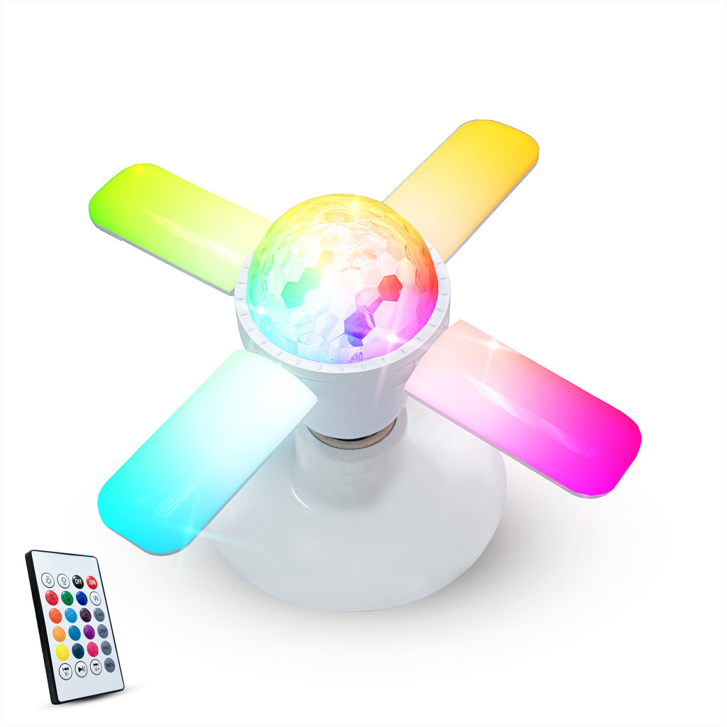 Lâmpada Musical Bluetooth 5.3 24W LED RGB Dobrável com Controle Remoto Som Integrado E27