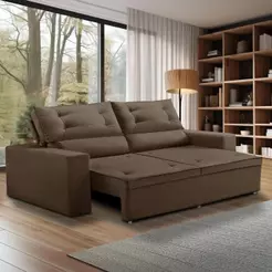 Sofá Retrátil e Reclinável 3 lugares com Molas 2,00m Lais Suede Marrom Adonai Estofados