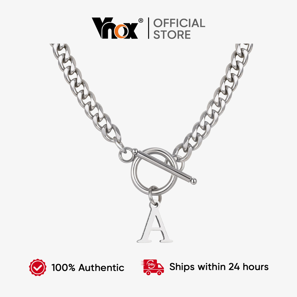 Colar Vnox Punk Rap , Corrente De Ligação De Corte Hexagonal De Aço Inoxidável Com Fecho OT , Pingente De Carta Personal em Oferta na Shopee