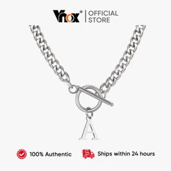 Colar Vnox Punk Rap , Corrente De Ligação De Corte Hexagonal De Aço Inoxidável Com Fecho OT , Pingente De Carta Personal