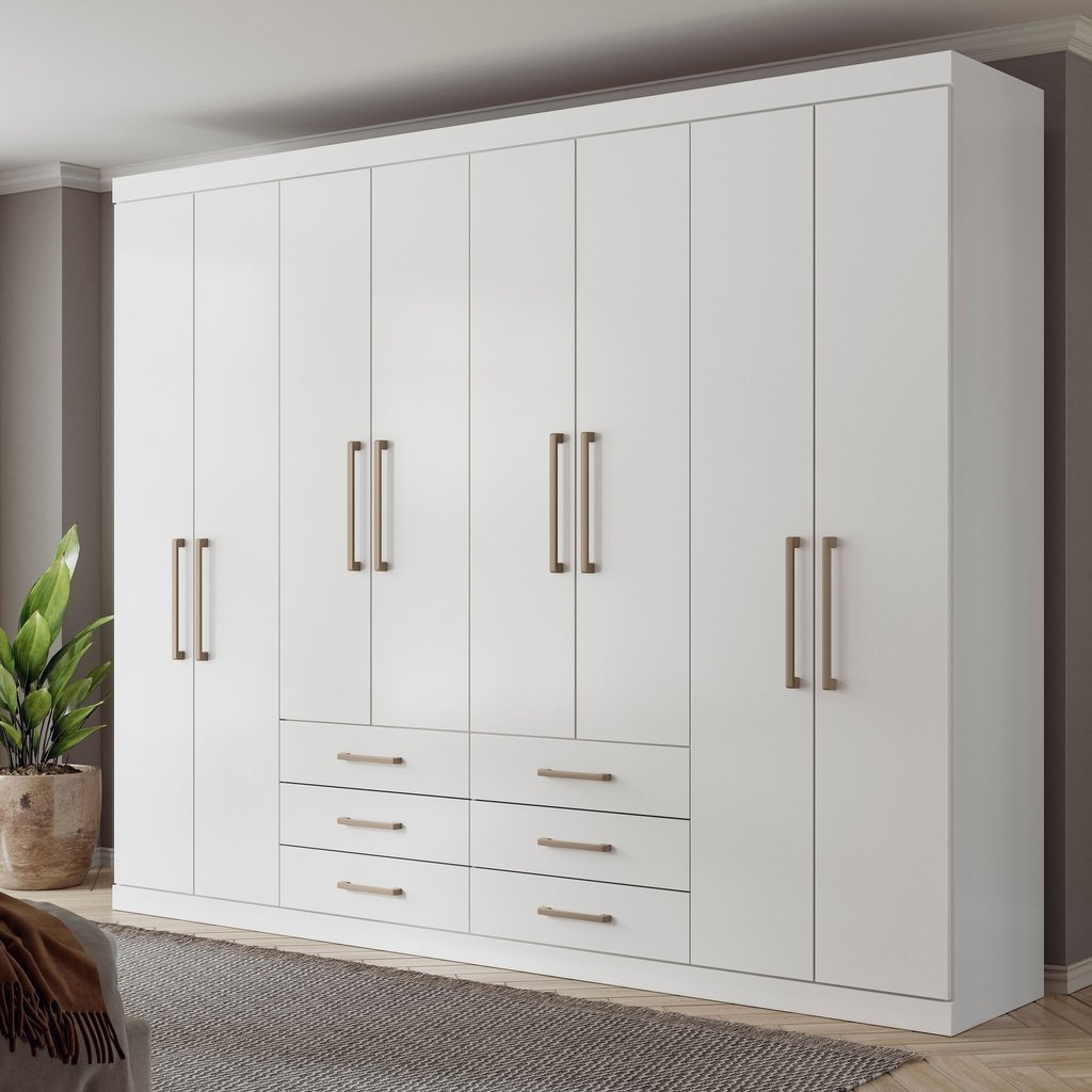 Guarda Roupa Casal 8 Portas 6 Gavetas Master Branco em Oferta na Shopee