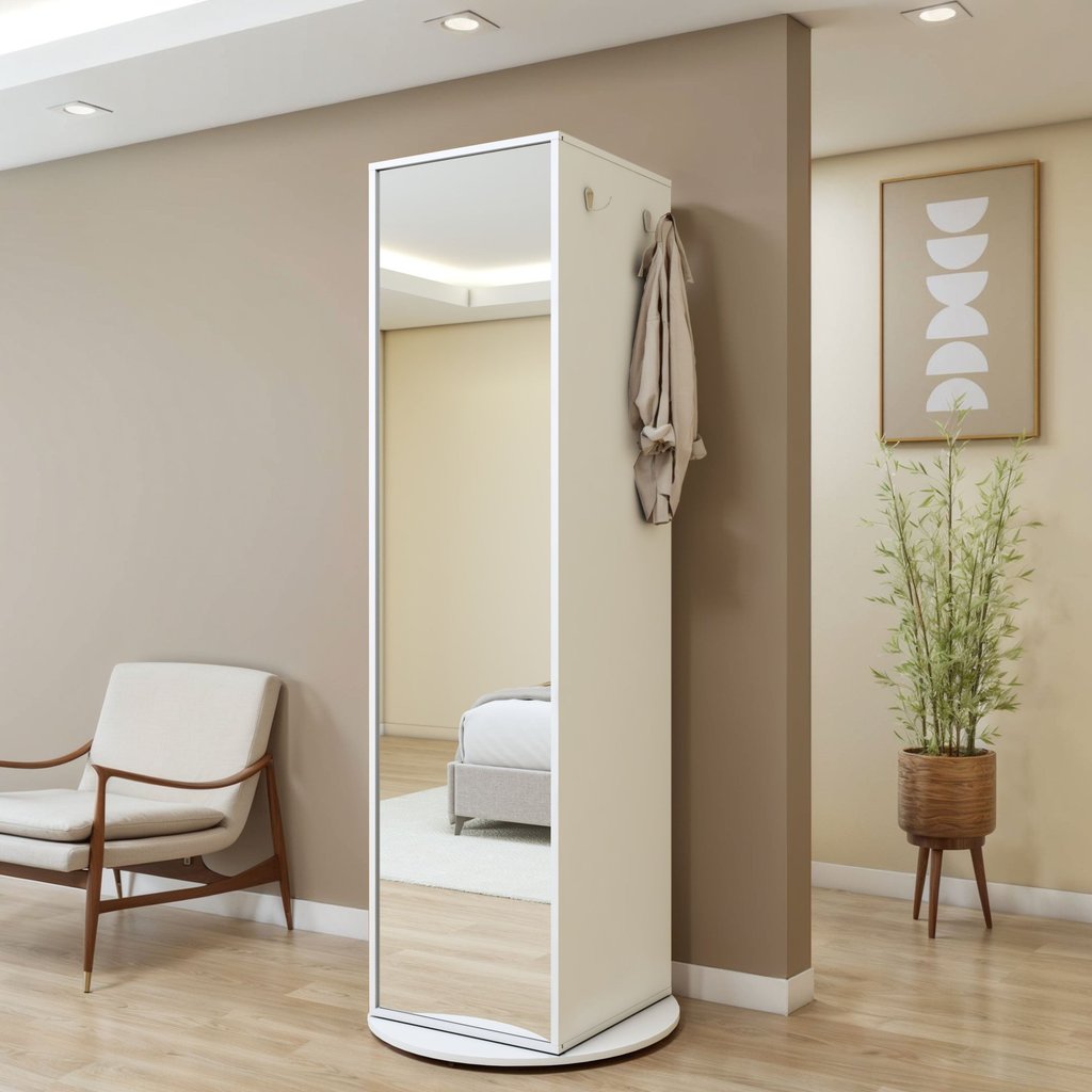 Sapateira Giratória com Porta de Espelho para 11 a 20 Pares Esthela Branco em Oferta na Shopee