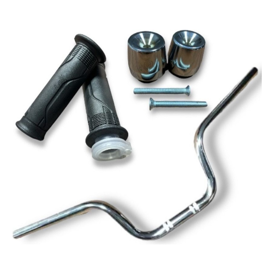 Kit Guidão Titan Cargo Manopla Com Roldana Peso Pesinho Pcx 150 Cromado