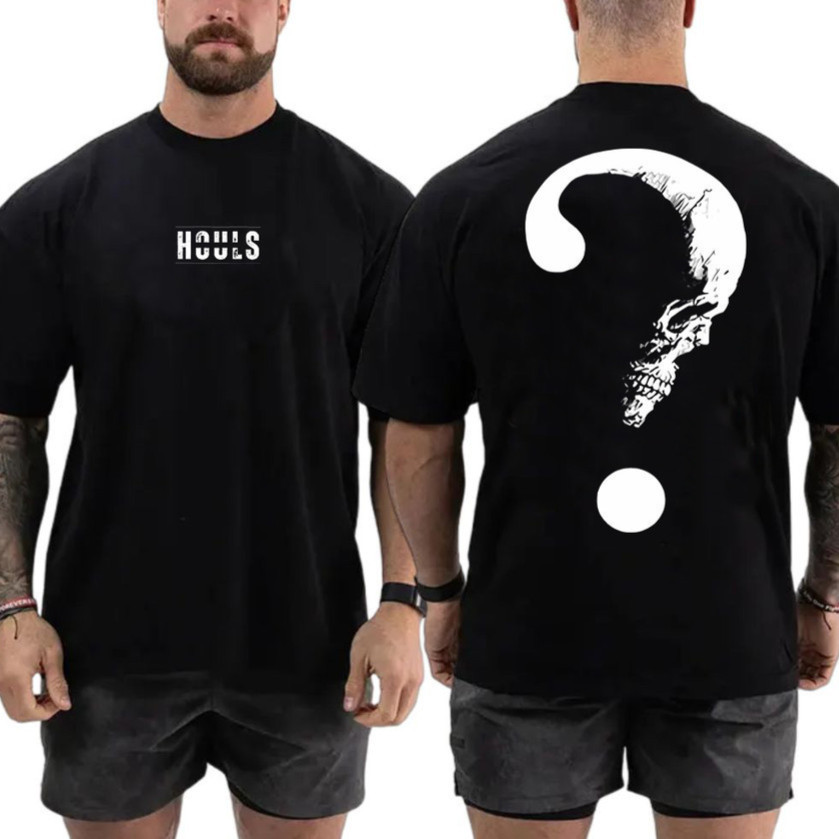 Camiseta Unissex Oversized Plus Size Feminina Masculina Caveira Houls Larga Musculação Academia  Bodybuilder  Treino Pre