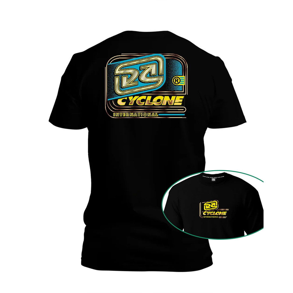 [Camiseta Premium em Algodão Puro]GXG Camiseta Preta Unissex com Estampa de Caveira, Dinheiro e "Cyclone", Estilo Urbano