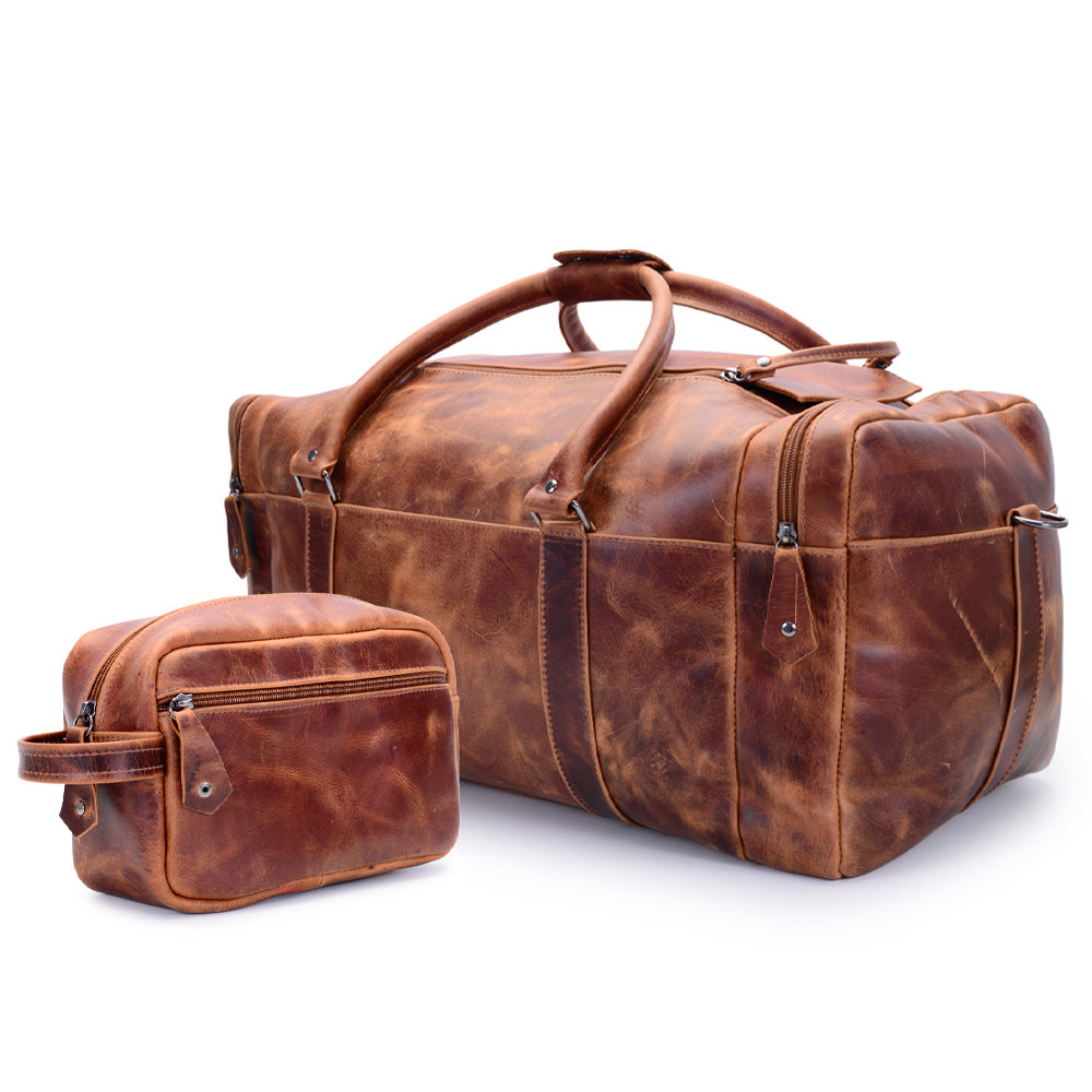 Kit necessarie + Bolsa Mala De Viagem Couro Legitimo , Forrada