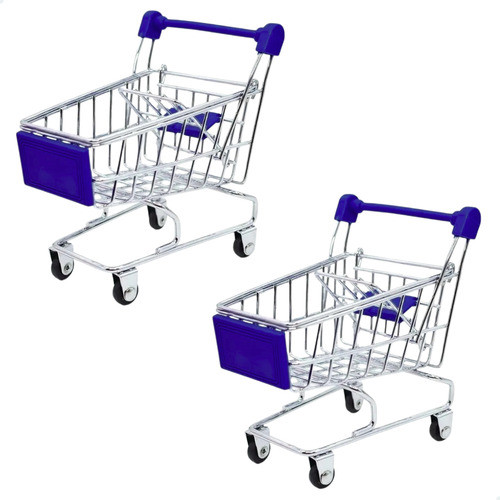 Mini Carrinho Supermercado 2 Unidades Brinquedo Infantil Decoração Mercado Cesta Plástica Colorida