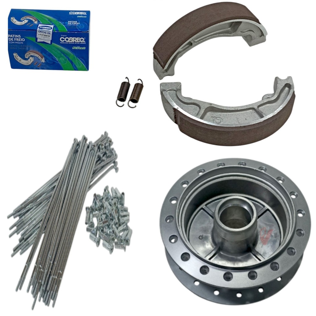 Kit Raio Cubo e Patim Freio Traseiro Biz 100 1998 a 2004 Biz 110 2012 a 2024 Biz 125 2005 a 2015