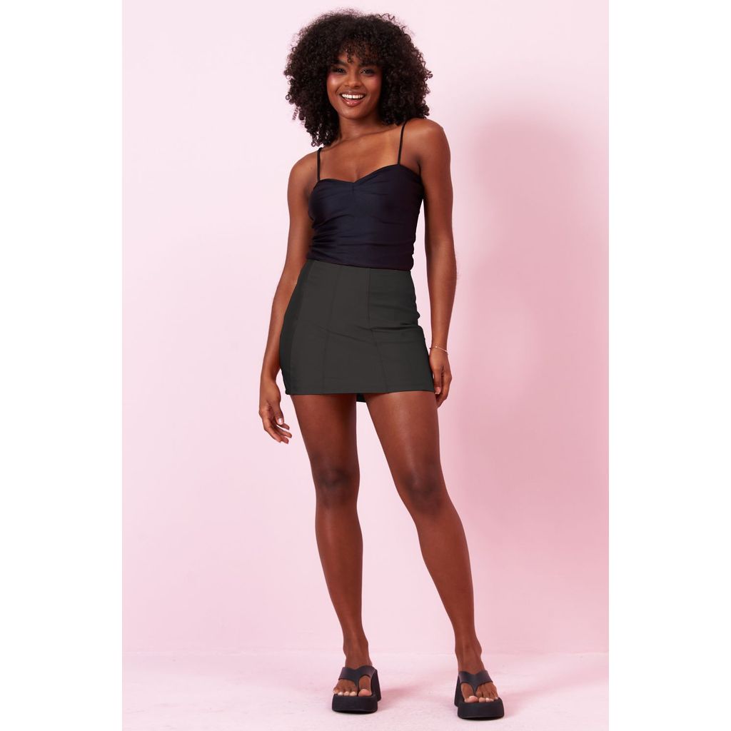 Short Saia Feminino Up Glam Planet Girls Preto