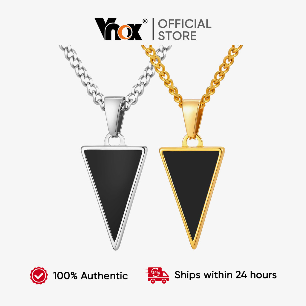 Vnox Triangular Preto Ônix Pingente Escuro Estético Colar Masculino Talismã Energia Jóias Geométrica Legal Presente em Oferta na Shopee