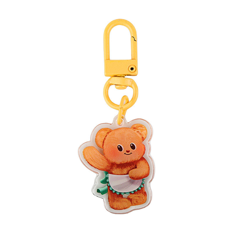 Bonito Acrílico Manteiga Urso Mini Fivela Chaveiro Dos Desenhos Animados Creme Pingente Para Saco Chave Do Carro Acessór